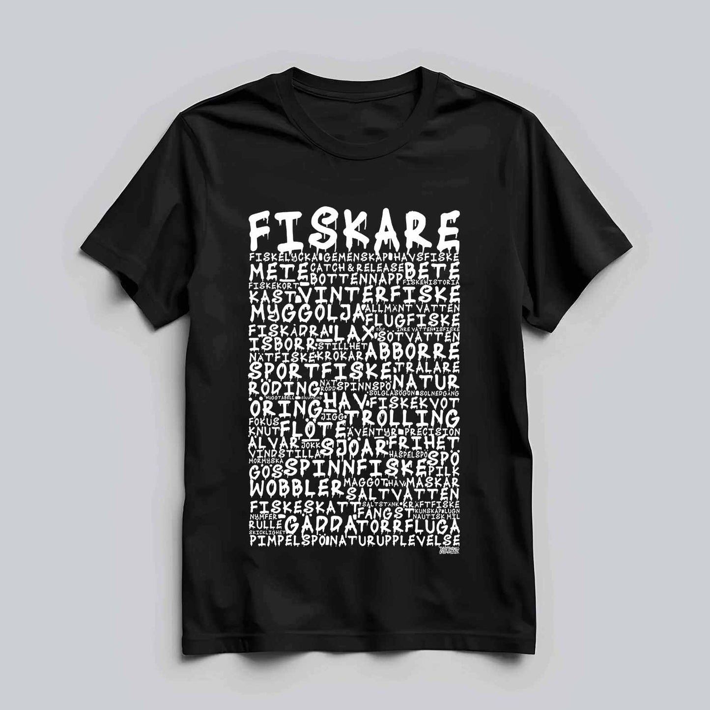 Fiskare Graffiti Text T-shirt