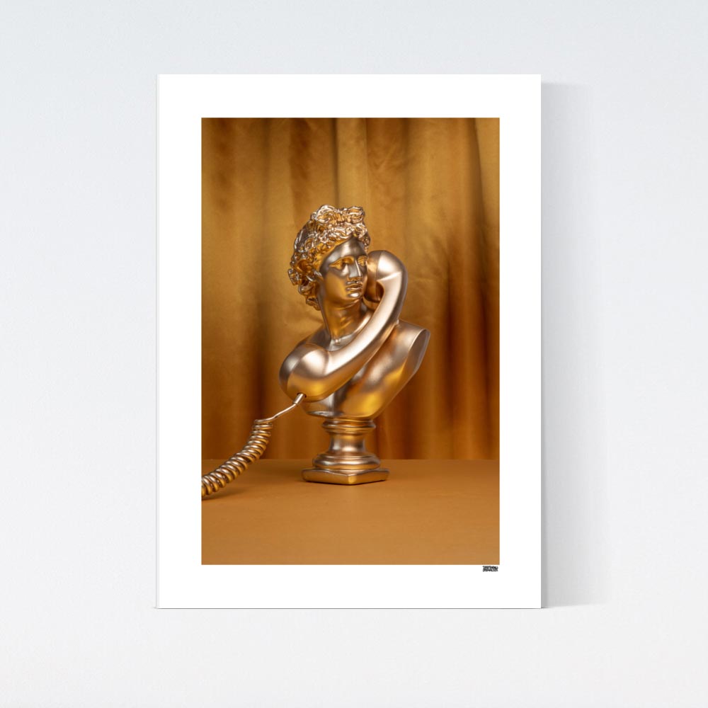 Golden Statue Telephone Poster