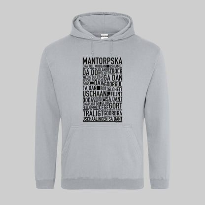 Mantorpska Dialekt Text Hoodie