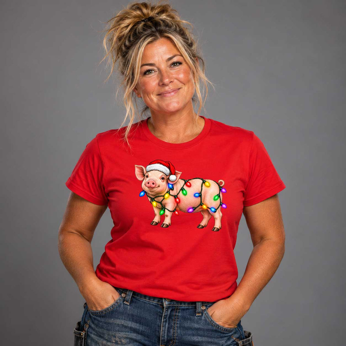 Gris Med Julbelysning T-shirt