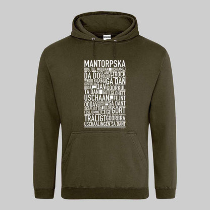 Mantorpska Dialekt Text Hoodie