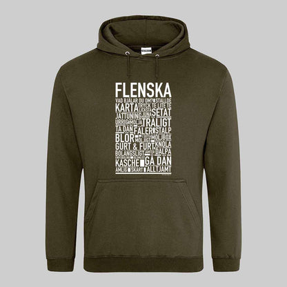 Flenska Dialekt Text Hoodie