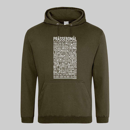 Prässebomål Dialekt Text Hoodie