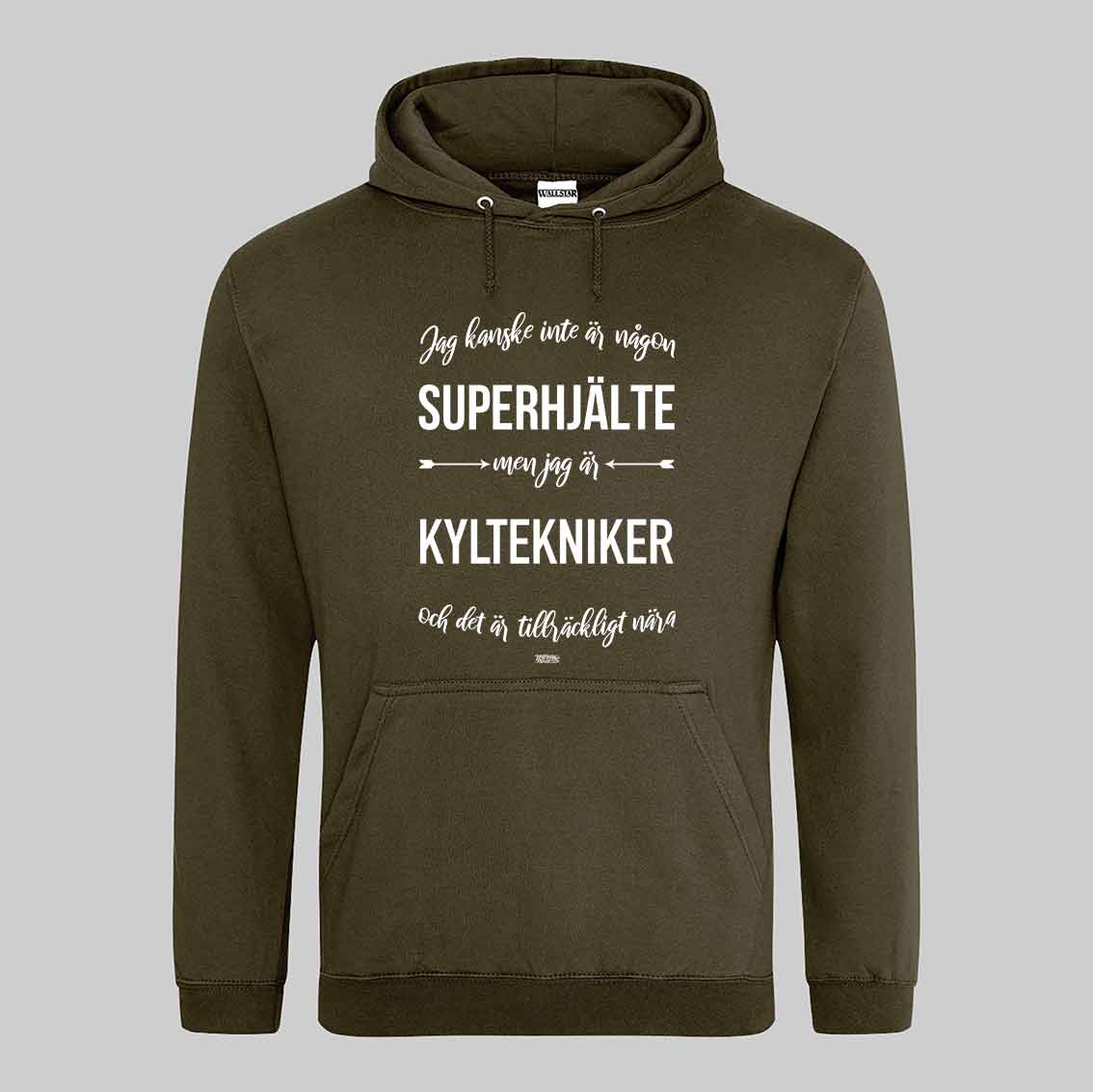 Superhjälte Kyltekniker Text Hoodie