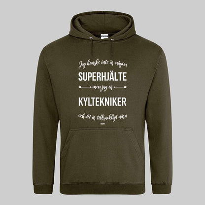 Superhjälte Kyltekniker Text Hoodie