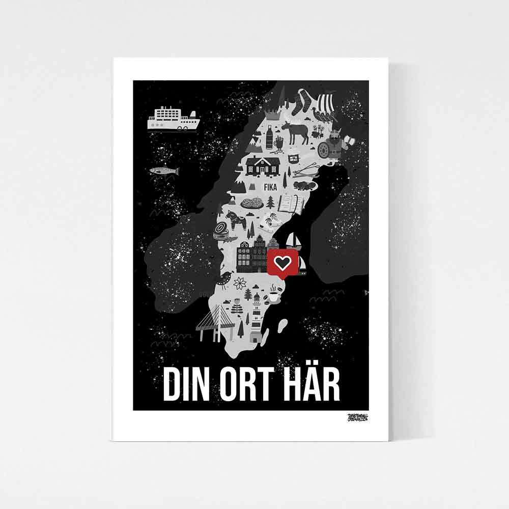 Valfri Ort Sverigekarta Poster