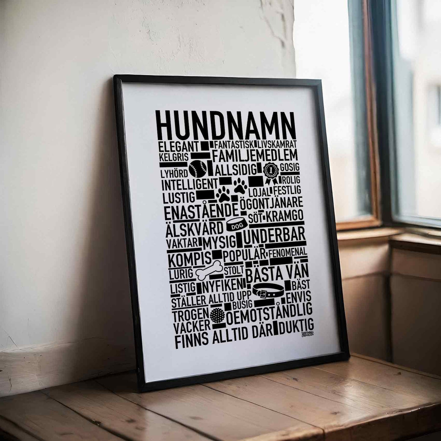 Valfritt Hundnamn Text Poster