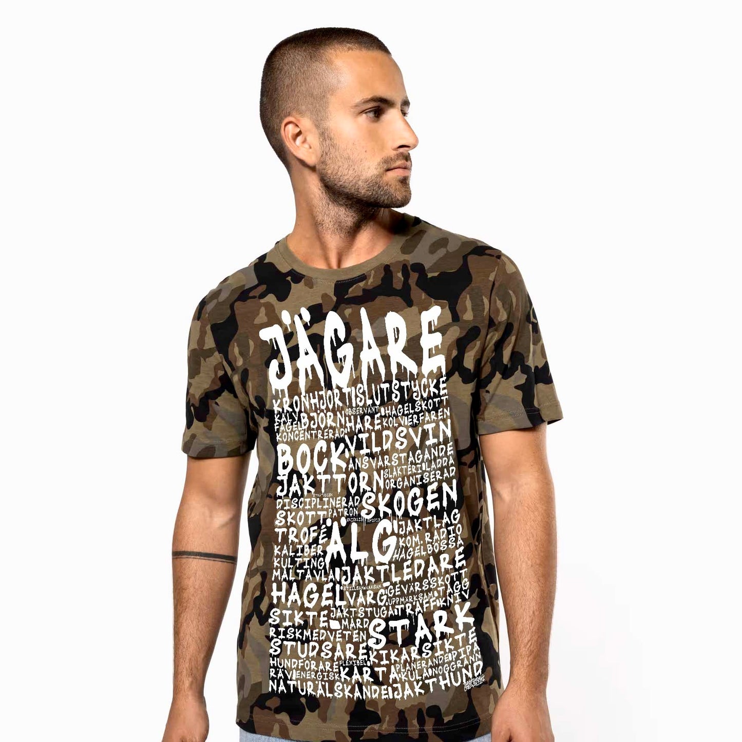 Jägare Camouflage Graffiti Text T-shirt