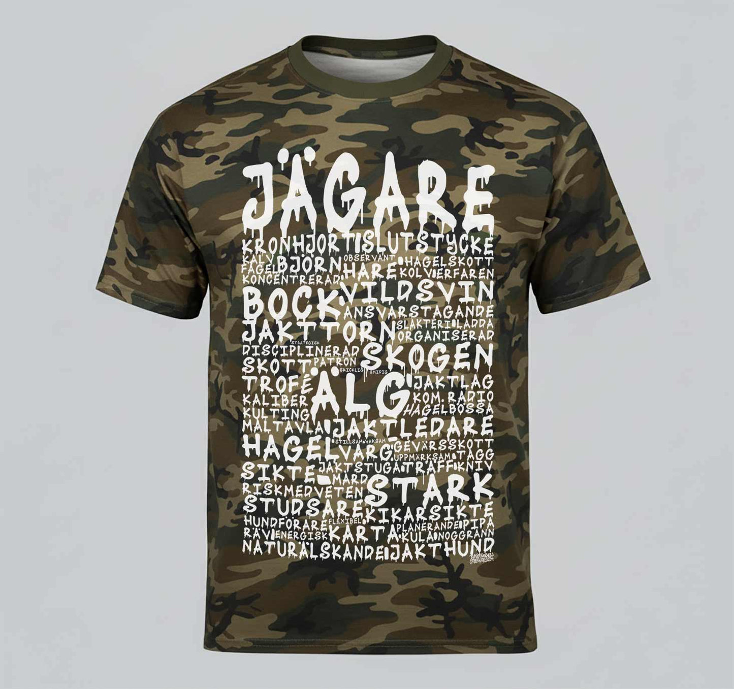 Jägare Camouflage Graffiti Text T-shirt