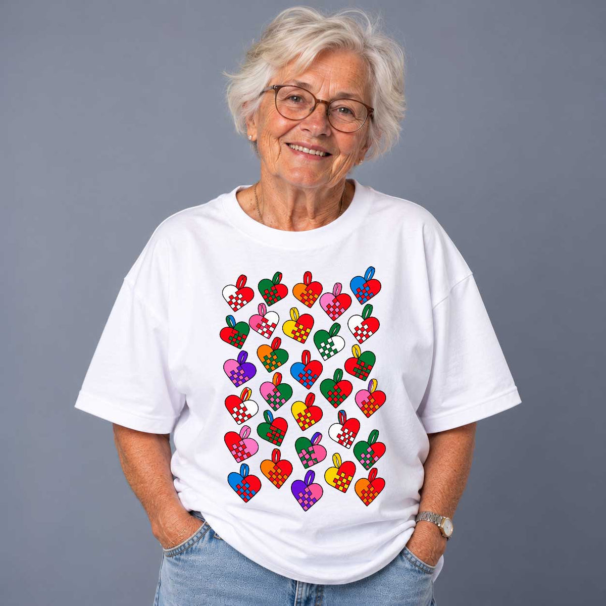 Färgglada Julhjärtan T-shirt