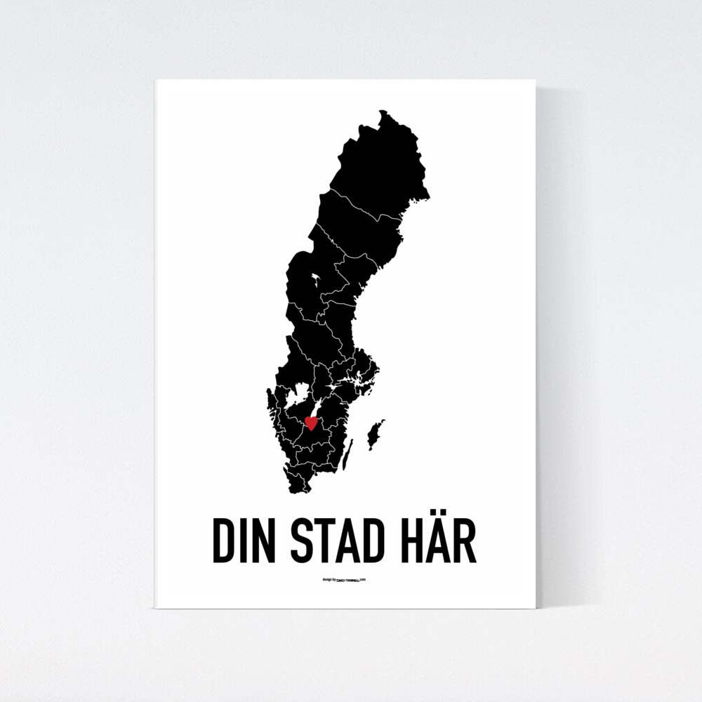 Valfri Stad Heart Map Poster