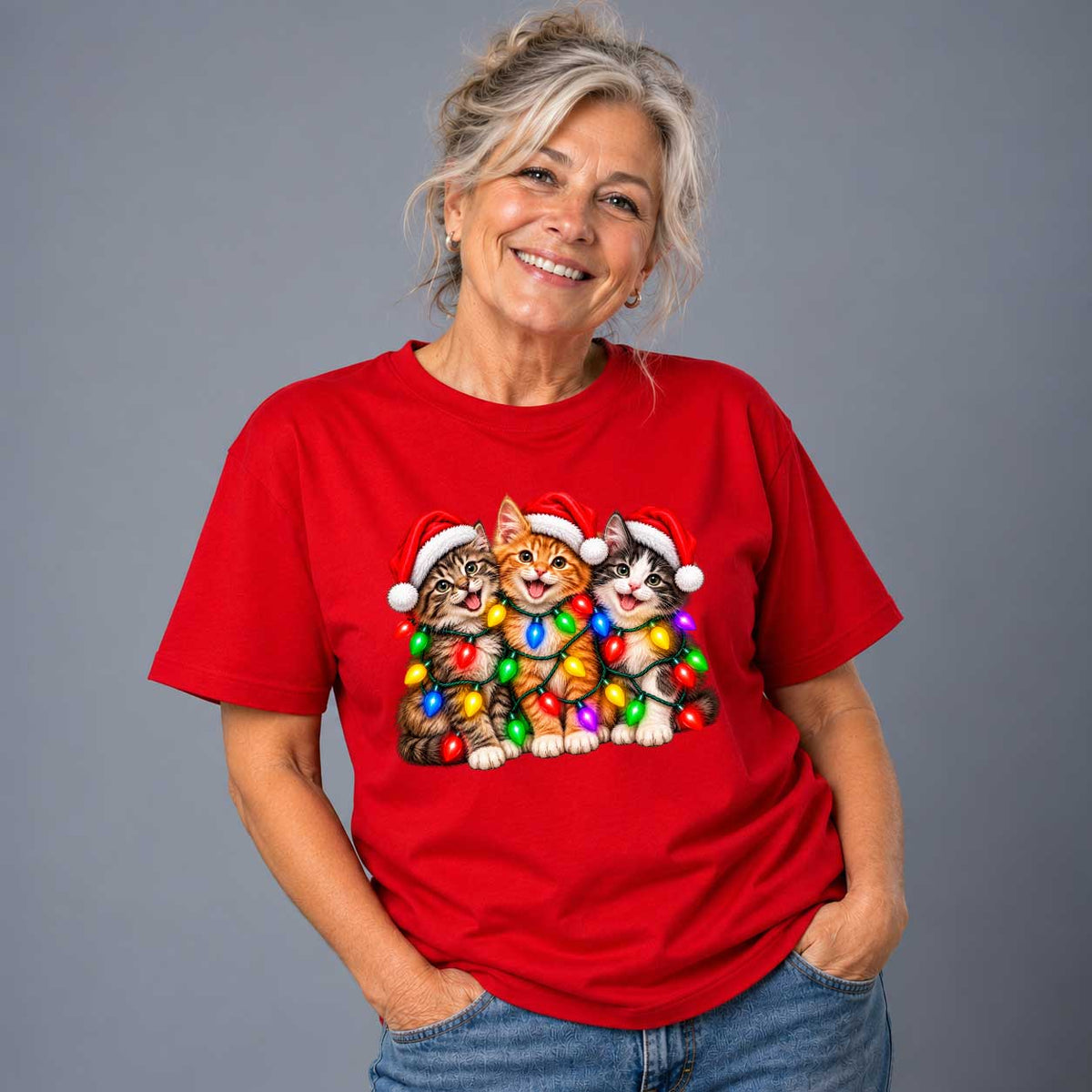 Kattungar Med Julbelysning T-shirt
