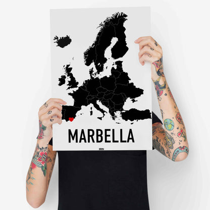 Valfri Stad Europa Heart Map Poster