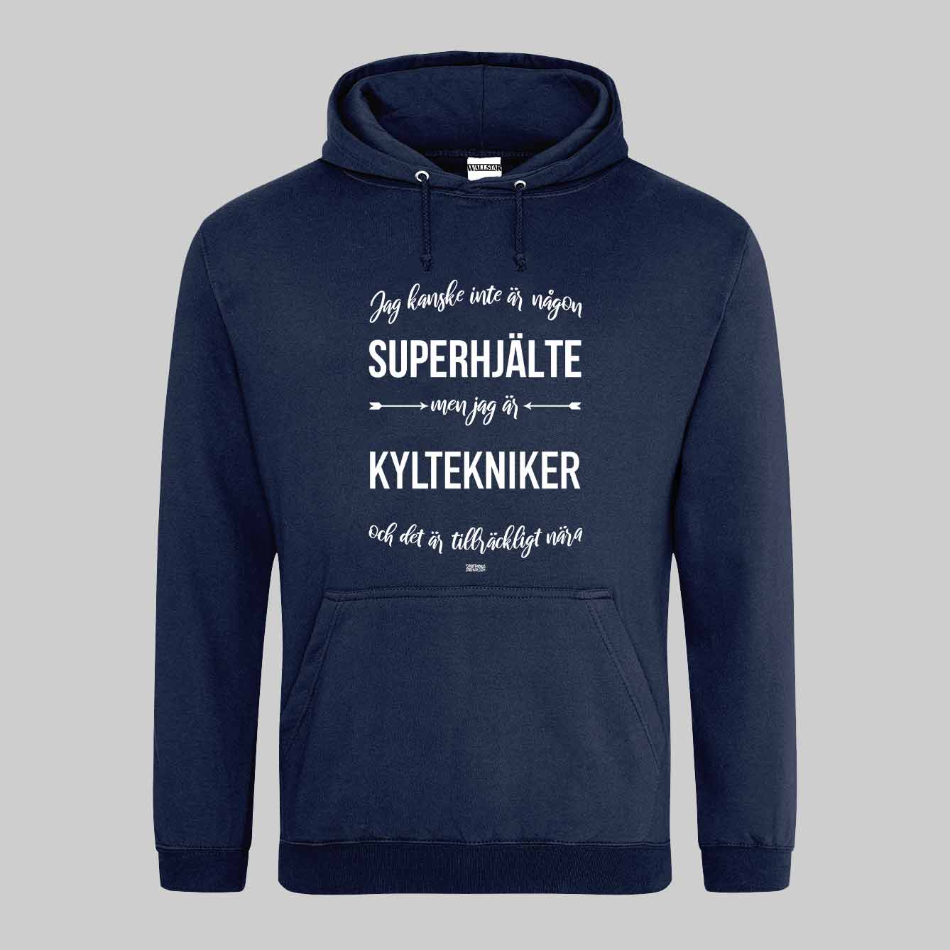 Superhjälte Kyltekniker Text Hoodie