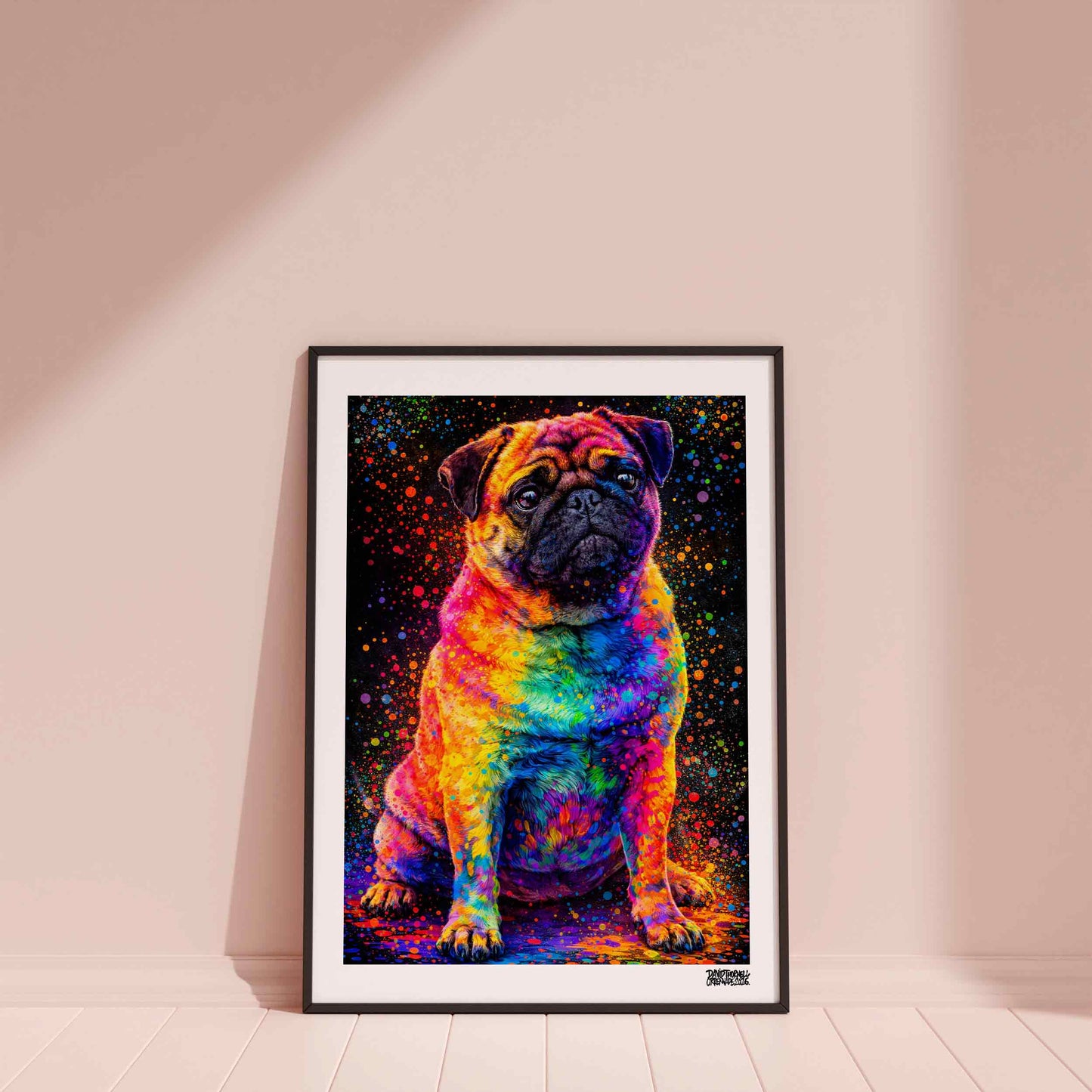Mops Färgglad Poster