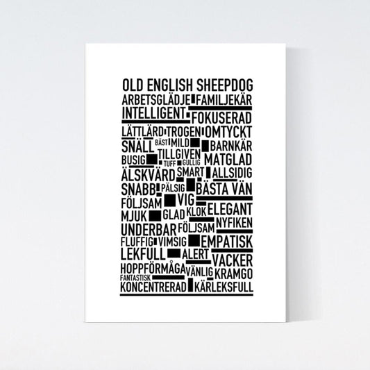 Old English Sheepdog Text Poster