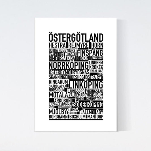 Östergötland Landskap Text Poster