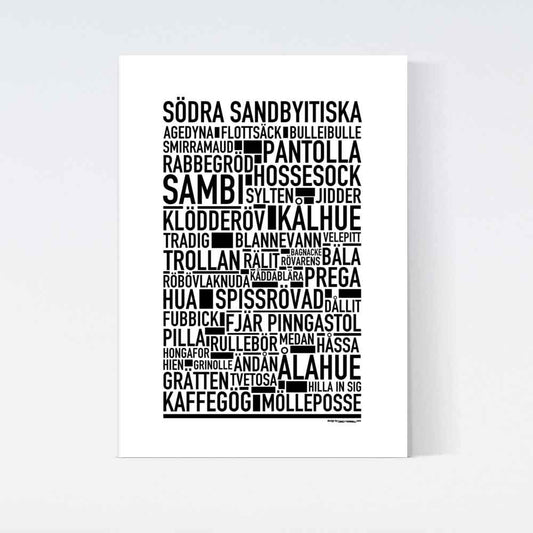 Södra Sandbyitiska Dialekt Text Poster
