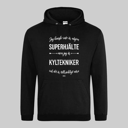 Superhjälte Kyltekniker Text Hoodie