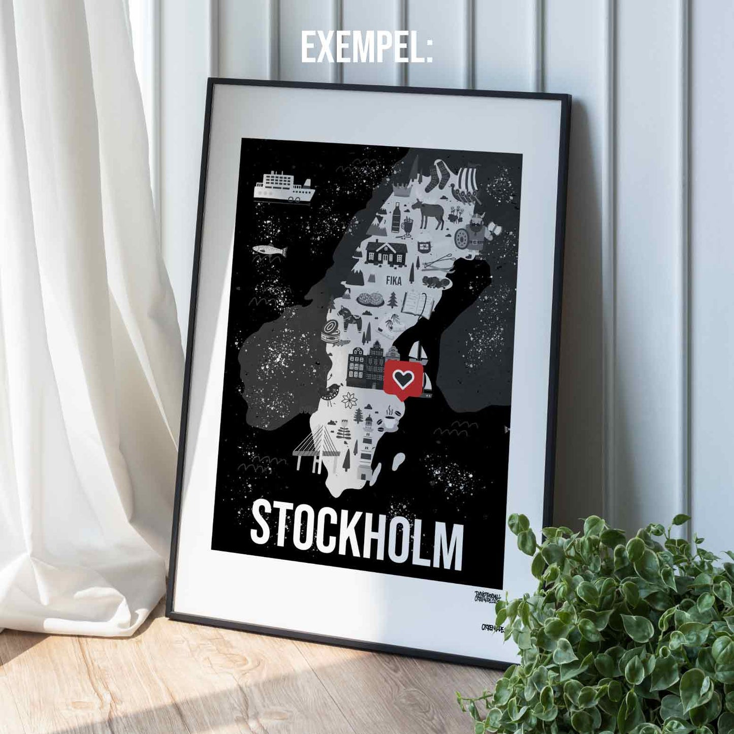 Valfri Ort Sverigekarta Poster