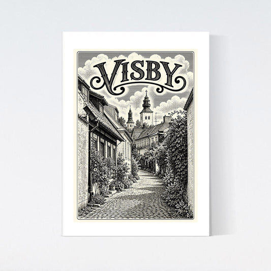 Visby Fiskargränd Nostalgi Poster