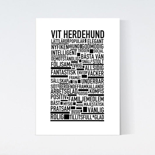 Vit herdehund Text Poster