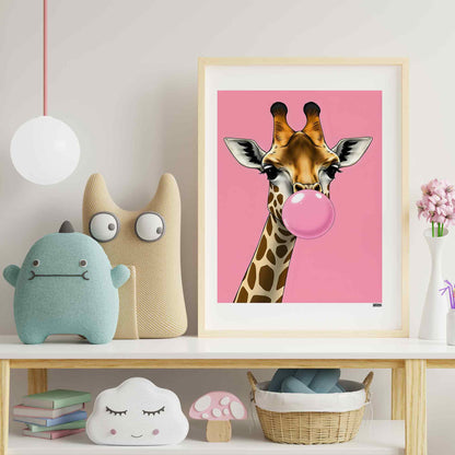 Bubblegum Giraffe Poster