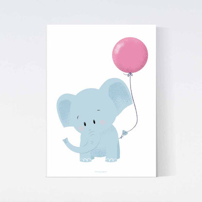 Elephant Pink Balloon Poster