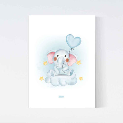 Elephant Blue Balloon Poster