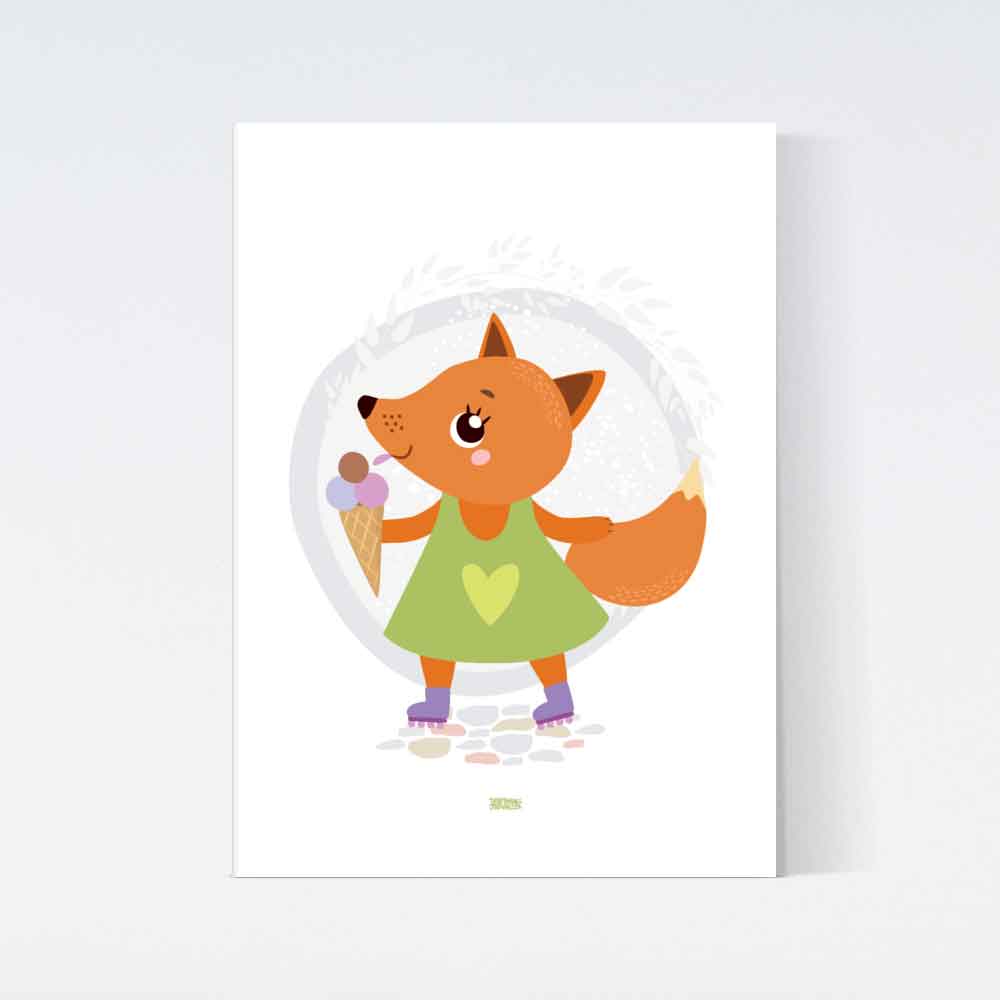 Fox Ice Cream Kids Poster