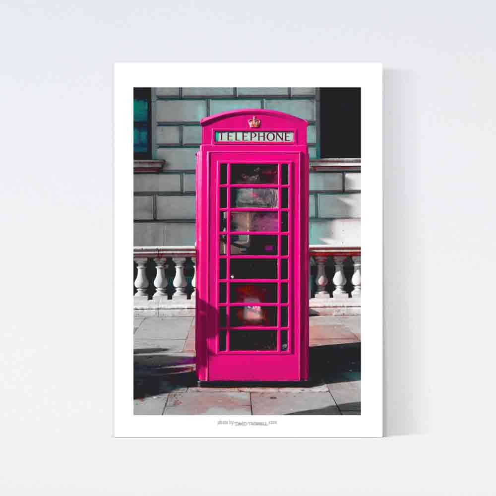 Pink Telephone Boot London Poster