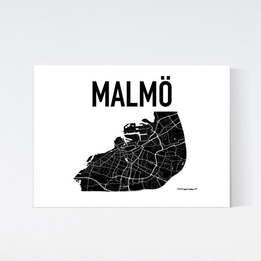 Malmö Black Map Poster