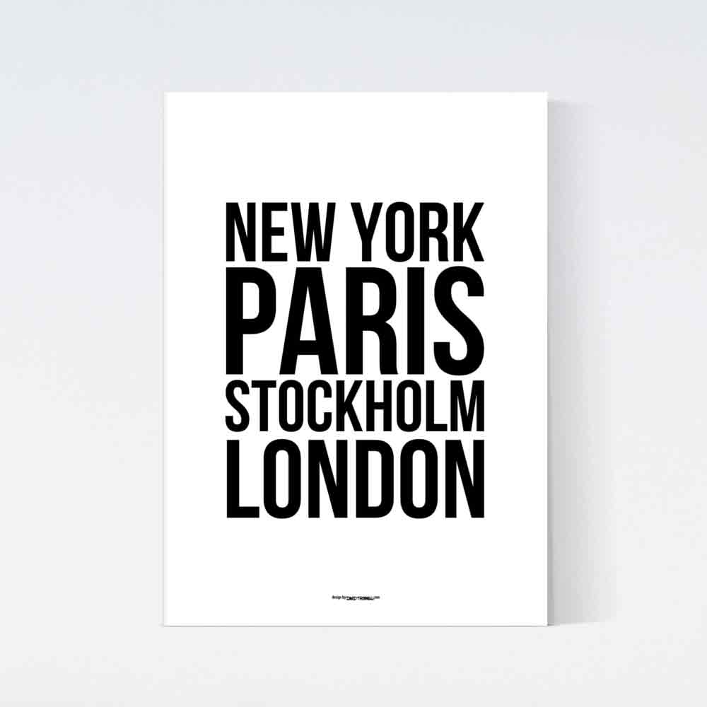 World Cities Text Poster – WALLSTAR